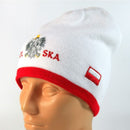 Polska- White Winter Hat With Eagle And Flag