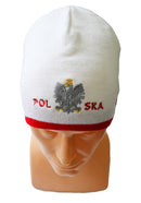 Polska- White Winter Hat With Eagle And Flag