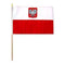 Poland Flag With Eagle  on Wooden Stick