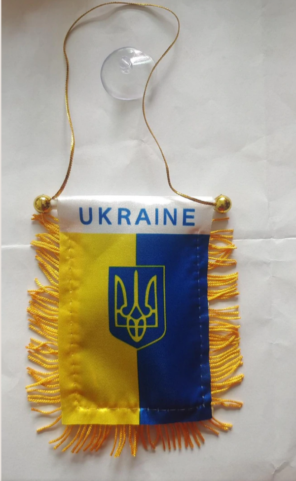 Ukraine Flag -Crest Trident Mini Banner/Pennant