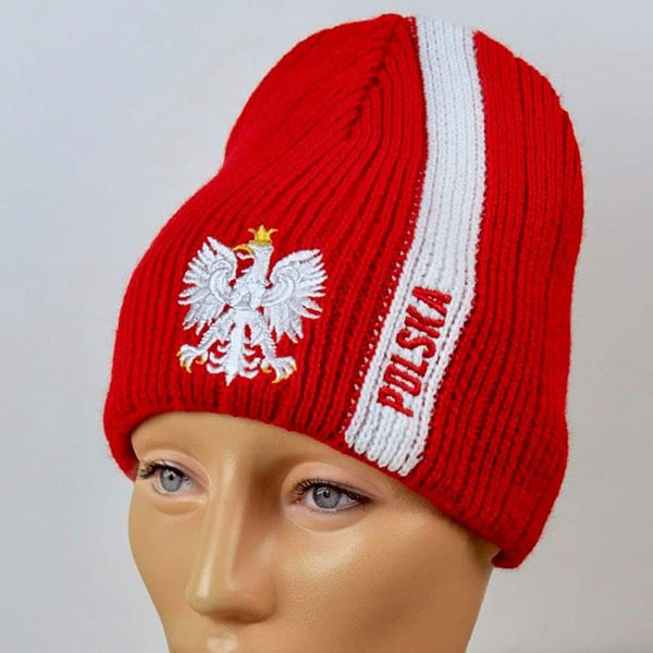 Polska- White and Red Winter Hat With Eagle