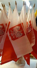 Poland Flag With Eagle  on Wooden Stick